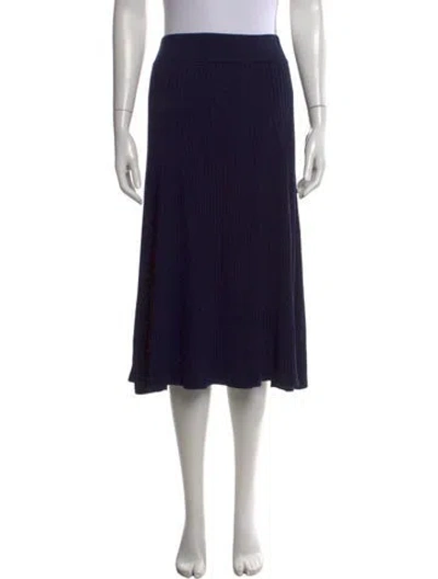 Pre-owned Polo Ralph Lauren Merino Wool Midi Length Skirt In Black