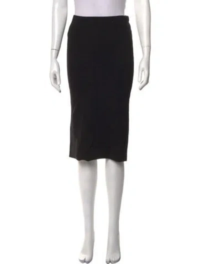 Pre-owned Polo Ralph Lauren Merino Wool Midi Length Skirt In Black