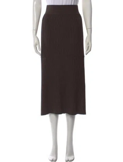 Pre-owned Polo Ralph Lauren Merino Wool Midi Length Skirt In Brown
