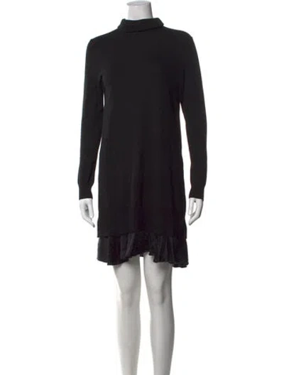 Pre-owned Polo Ralph Lauren Merino Wool Mini Dress In Black