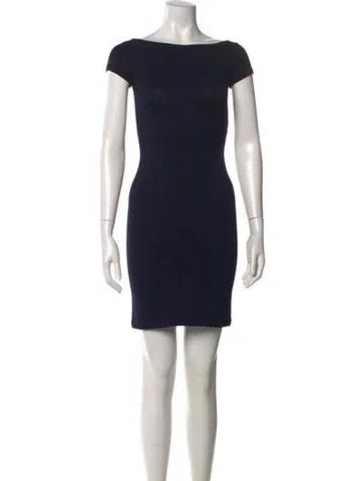 Pre-owned Polo Ralph Lauren Merino Wool Mini Dress In Blue