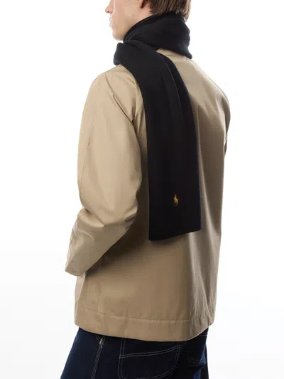 Polo Ralph Lauren Merino Wool Scarf In Black