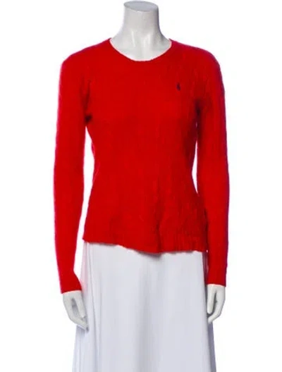 Pre-owned Polo Ralph Lauren Merino Wool Scoop Neck Sweater In Red