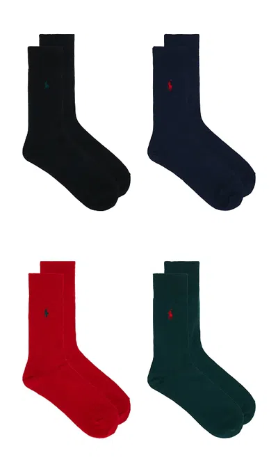 Polo Ralph Lauren Merino Wool Slack Socks 4-pack Giftbox In Multi