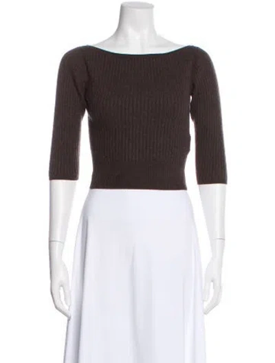 Pre-owned Polo Ralph Lauren Merino Wool Three-quarter Sleeve Polo In Brown