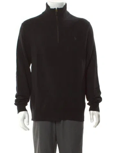 Pre-owned Polo Ralph Lauren Merino Wool Turtleneck Polo Sweater In Blue