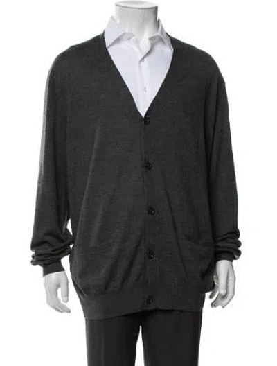 Pre-owned Polo Ralph Lauren Merino Wool V-neck Cardigan In Black