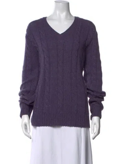 Pre-owned Polo Ralph Lauren Merino Wool V-neck Sweater In Purple