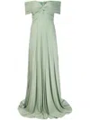 Polo Ralph Lauren Merridan Pleated Jersey Evening Dress In Green