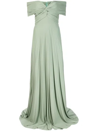 Polo Ralph Lauren Merridan Pleated Jersey Evening Dress In Spring Sage