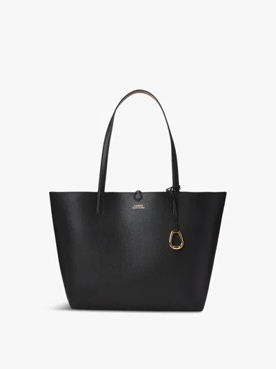Polo Ralph Lauren Merrimack Medium Reversible Tote Bag In Black/taupe