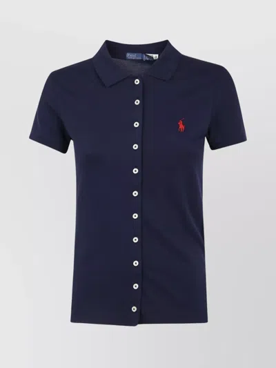 Polo Ralph Lauren Mesh Button Down Polo Shirt In Blue