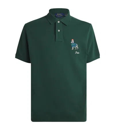 Polo Ralph Lauren Mesh Dog-embroidered Polo Shirt In Green