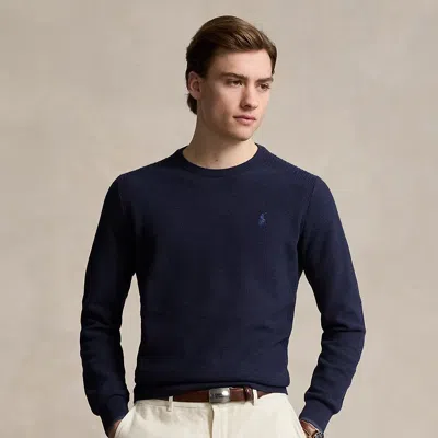Polo Ralph Lauren Mesh-knit Cotton Crewneck Jumper In Blue