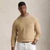 Polo Ralph Lauren Mesh-knit Cotton Crewneck Sweater In Camel Melange