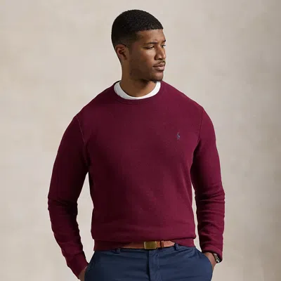 Polo Ralph Lauren Mesh-knit Cotton Crewneck Sweater In Damson Red