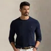Polo Ralph Lauren Mesh-knit Cotton Crewneck Sweater In Navy Heather