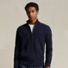Polo Ralph Lauren Mesh-knit Cotton Full-zip Sweatshirt In Blue