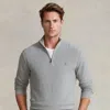 Polo Ralph Lauren Mesh-knit Cotton Quarter-zip Jumper In Grey