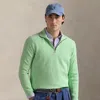 Polo Ralph Lauren Mesh-knit Cotton Quarter-zip Sweater In Artichoke Green Heather