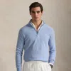 Polo Ralph Lauren Mesh-knit Cotton Quarter-zip Sweater In Blue Hyacinth Heather