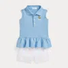 Polo Ralph Lauren Mesh Polo Shirt & Seersucker Short Set In Carolina Blue