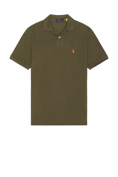 Polo Ralph Lauren Green Slim Cotton Logo Embroidery Polo Shirt In Defender Green