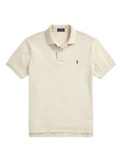 Polo Ralph Lauren Logo-embroidered Cotton-jersey Polo Shirt In Neutrals