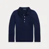 Polo Ralph Lauren Kids' Mesh Uniform Long-sleeve Polo Shirt In Navy