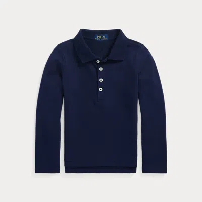 Polo Ralph Lauren Kids' Mesh Uniform Long-sleeve Polo Shirt In Navy