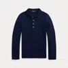 Polo Ralph Lauren Mesh Uniform Long-sleeve Polo Shirt In Navy