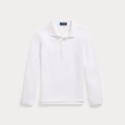 Polo Ralph Lauren Kids' Mesh Uniform Long-sleeve Polo Shirt In White