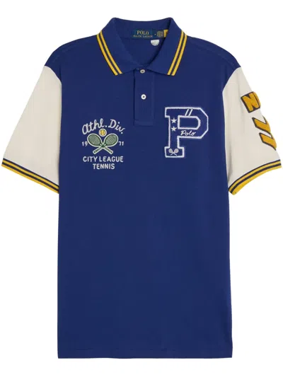 Polo Ralph Lauren Mesh Varsity Tenis Polo Shirt In Blau