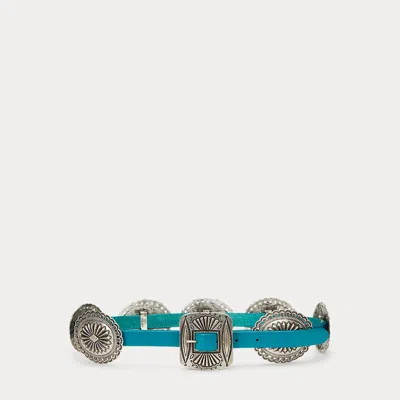 Polo Ralph Lauren Metal-accent Leather Belt In Turquoise