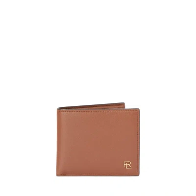 Polo Ralph Lauren Metal-plaque Calfskin Wallet In Chestnut