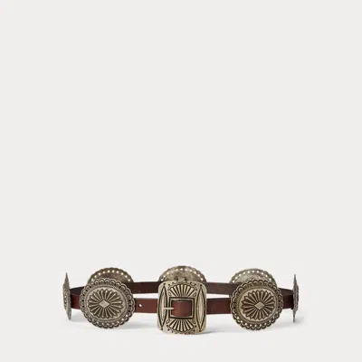 Polo Ralph Lauren Metal-accent Leather Belt In Brown In Burgundy