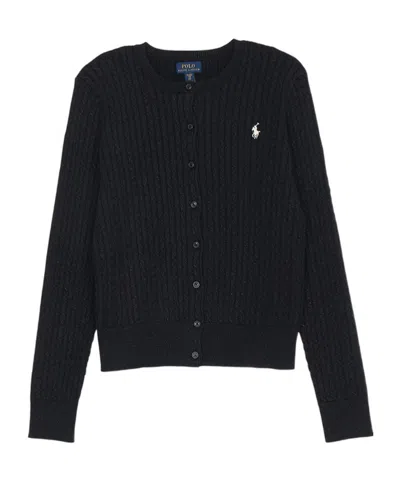 Polo Ralph Lauren Metallic Cable Cardigan In Black