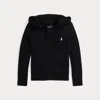Polo Ralph Lauren Big Girls Mini-cable Cotton Full-zip Hoodie In Polo Black/metallic Black