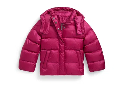 Polo Ralph Lauren Metallic Down Hooded Jacket (toddler/little Kid) Girl's Coat Preppy Pink : 6x Little Kid, Down/polye