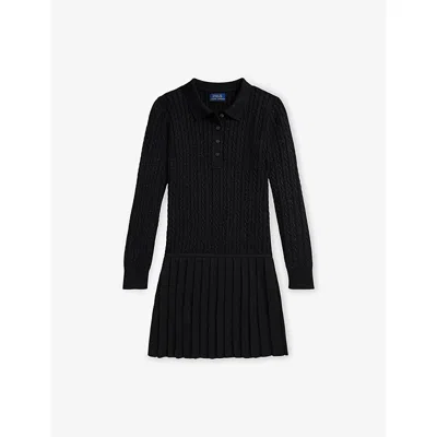 POLO RALPH LAUREN BLACK METALLIC MINI-CABLE POLO JUMPER DRESS 7-14 YEARS XL