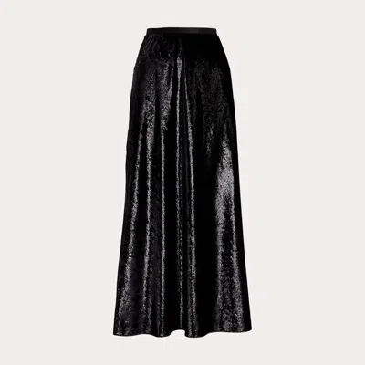 Polo Ralph Lauren Metallic Velvet Bias-cut Skirt In Black