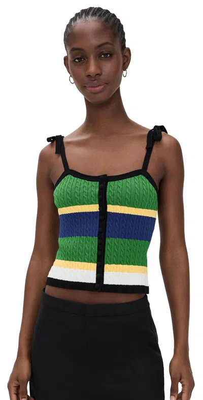 Polo Ralph Lauren Cable-knit Tie-strap Tank Top In Green