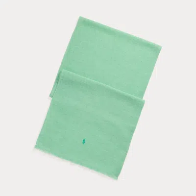 Polo Ralph Lauren Micro-houndstooth Linen-cotton Scarf In Green