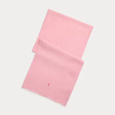 Polo Ralph Lauren Micro-houndstooth Linen-cotton Scarf In Pink/white