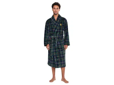 Polo Ralph Lauren Microfiber Plush Long Sleeve Shawl Collar Robe Men's Robe Polo Tartan/slicker Yellow Pp: Lg-xl, Flee In Green
