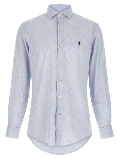 Polo Ralph Lauren Micro-striped Linen-cotton Shirt In Animal Print