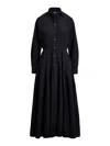 Polo Ralph Lauren Button-up Long-sleeve Dress In Black