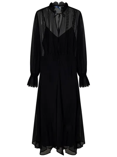 Polo Ralph Lauren Long-sleeved Black Georgette Midi Dress
