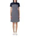 Polo Ralph Lauren Striped Collar Midi Dress In Blue