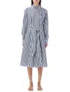 Polo Ralph Lauren Striped Cotton Belted Shirtdress In Blue